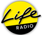 Logo Life Radio: Schriftzug Life in schwarzer Schrift auf gelben Hintergrund, Schriftzug Radio in weißer Schrift auf schwarzem Hintergrund.
